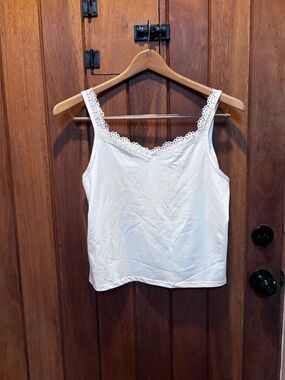 White Lace-Trim Tank Top - Women